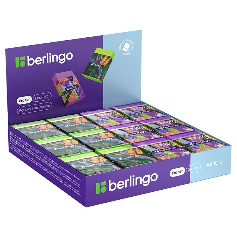 Ластик Berlingo "Jumble", Eco-PVC, картонный держатель, 45*32*11мм 