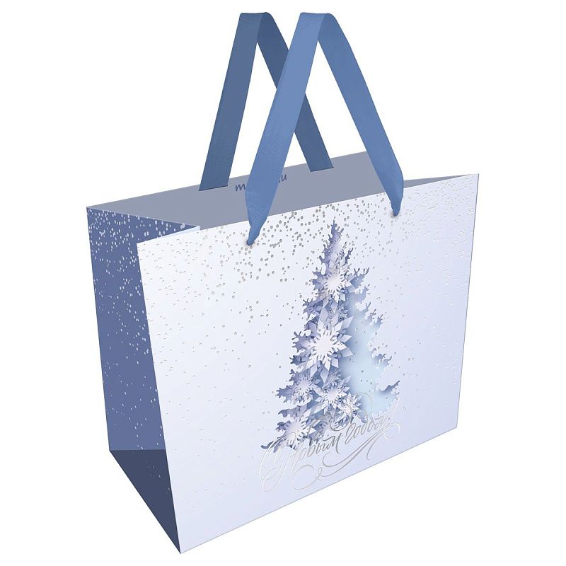 Пакет подарочный 32*26*13см MESHU "Snow tree", фольга, матовая ламинация