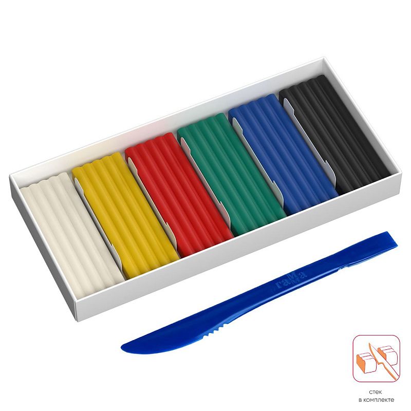 Пластилин Гамма "Юный художник" NEW, 06 цветов, 84г, со стеком, картон. упаковка