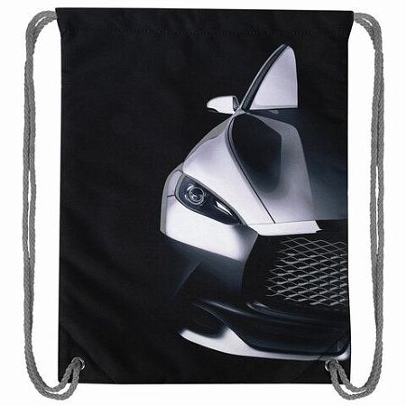Мешок для обуви BRAUBERG PREMIUM, карман, подкладка, светоотражайка, 43х33 см, "Black car", 271623 