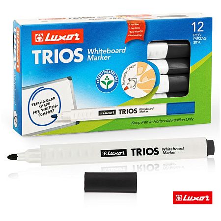Маркер для белых досок Luxor "Trios" черный, пулевидный, 2,5мм 