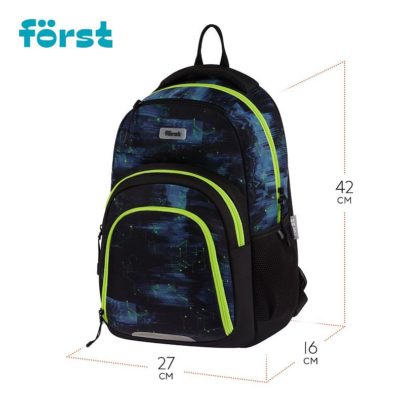 Рюкзак Först F-Line "Welcome to the future" 42*27*16см, 1 отделение, 5 карманов, уплотненная спинка 