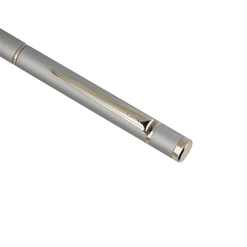 Ручка шариковая Luxor "Sleek" синяя, 0,7мм, корпус серый металлик, поворотный механизм, футляр 