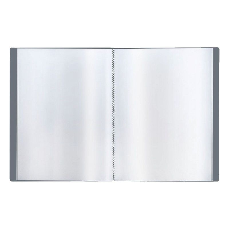 Папка с 80 вкладышами СТАММ А4, 30мм, 600мкм, пластик, серая 