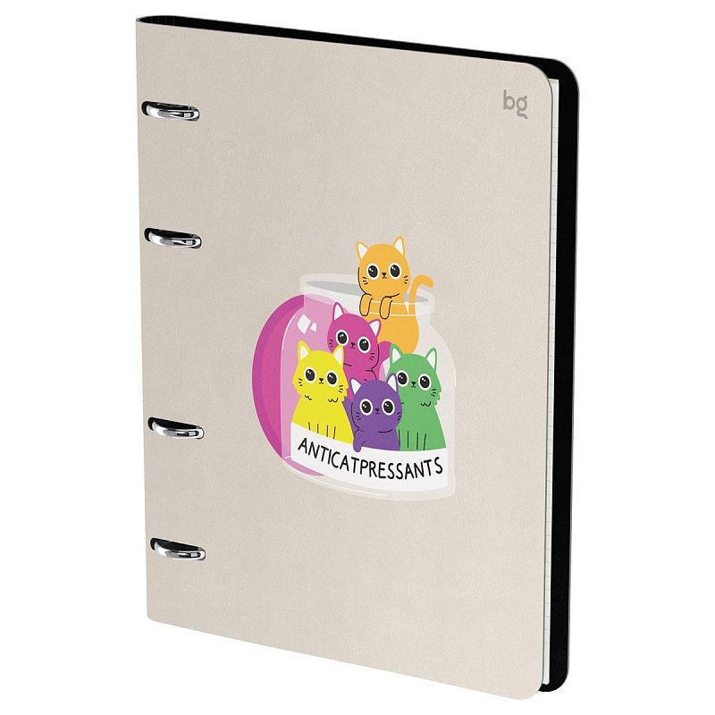 Тетрадь на кольцах А5, 120л., кожзам,  BG "Котики"