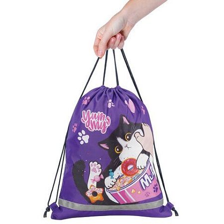Мешок для обуви BRAUBERG KIDS, с петлей, светоотражающая полоса, 46х36 см, Sweet cheeks, 272390 