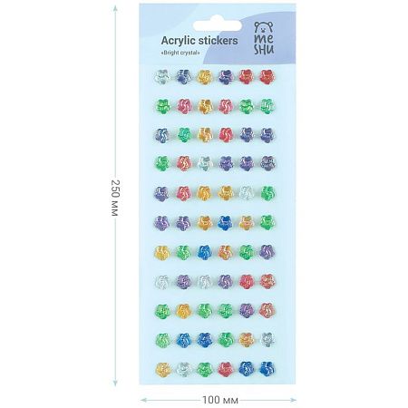 Наклейки акриловые MESHU "Bright crystal", 25*10см, стразы, 66 наклеек, инд. уп., европодвес
