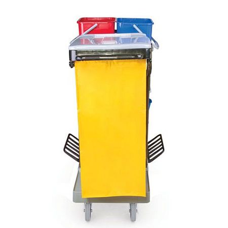 Тележка уборочная BRABIX, ведра 2х20 л, 2х11 л, механический отжим, держатель для мешка, мешок, 2 поддона, 601501