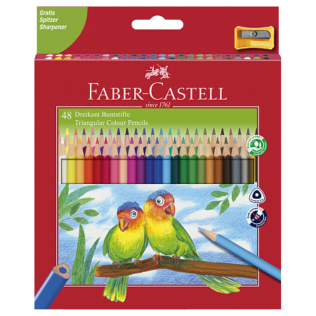 Карандаши цветные Faber-Castell "Ecopen" 48цв., трехгран., заточен., картон, европодвес, с точилкой