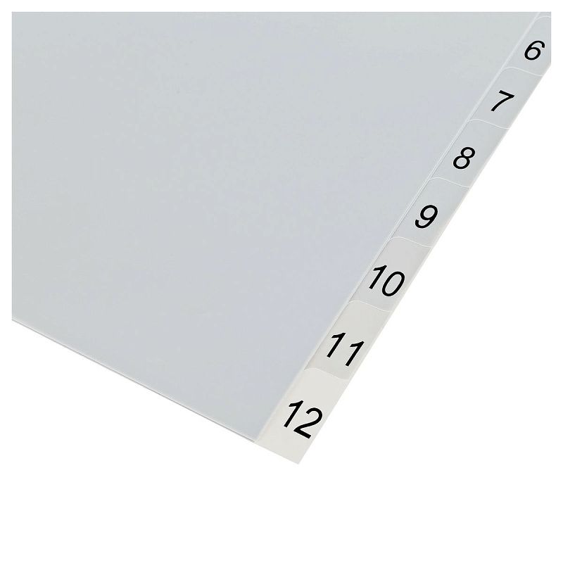 Разделитель листов OfficeSpace А4, 12 листов, цифровой 1-12, серый, пластиковый 