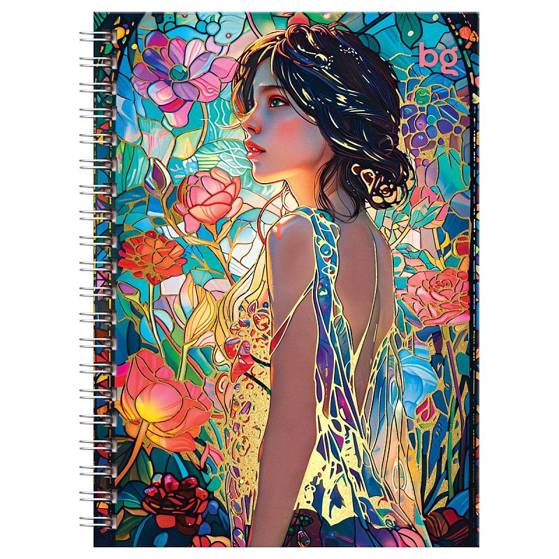 Записная книжка А6 80л., на гребне BG "Витраж", глянцевая ламинация, тиснение фольгой, твердая обложка