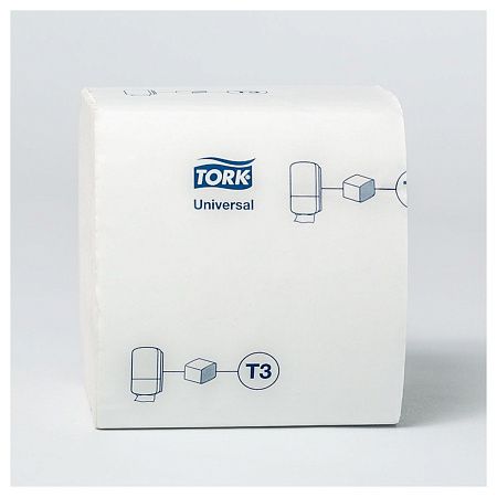 Бумага туалетная листовая Tork "Universal" (T3), 1-слойная, 250лист./пачка, белая 