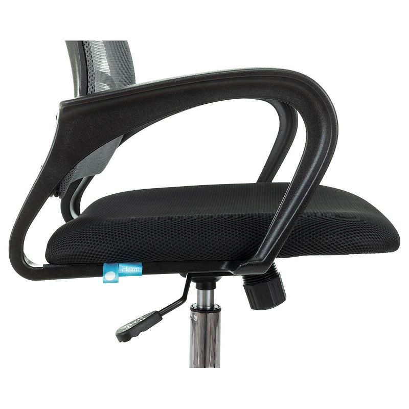 Кресло оператора Helmi HL-M95 (695) "Airy", СН, спинка сетка серая/сиденье ткань TW черная, механизм качания