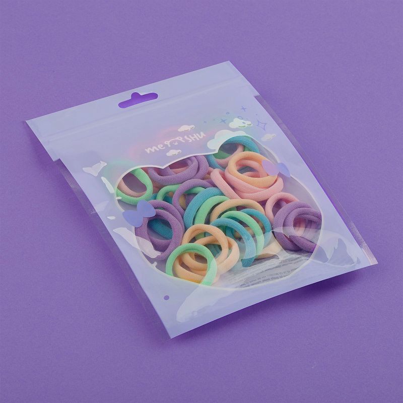 Резинки для волос MESHU, пастельные ассорти, 40шт., диаметр 2,5см, европодвес