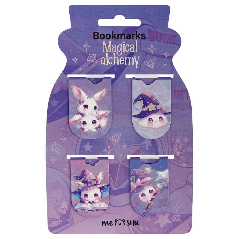 Закладки магнитные для книг, 4шт., MESHU "Megical alchemy", голографическая фольга 