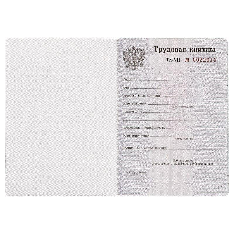 Бланк Трудовая книжка Гознак