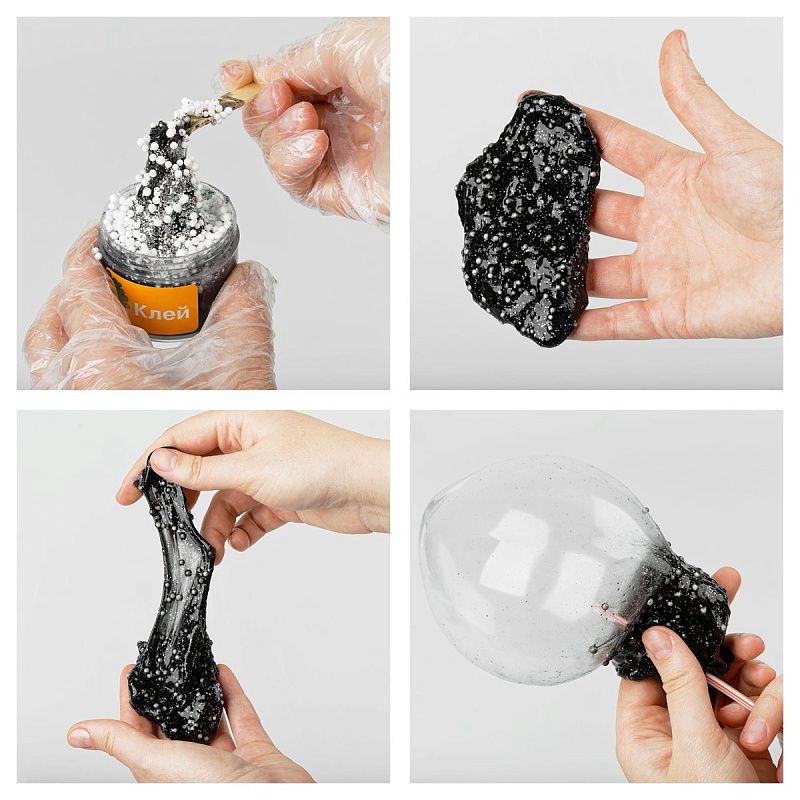 Набор для создания слайма ТРИ СОВЫ Slime party "Dark Girl", черный, наполнение - шарики и блестки, аромат кола, картонная коробка