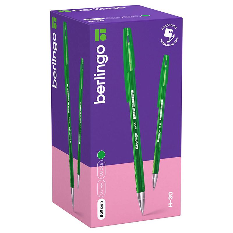 Ручка шариковая Berlingo "H-30" зеленая, 0,7мм 