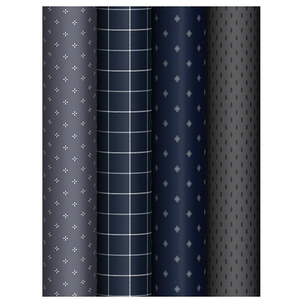 Упаковочная бумага глянц. 70*100см, MESHU "Dark", 80г/м2, ассорти 4 дизайна