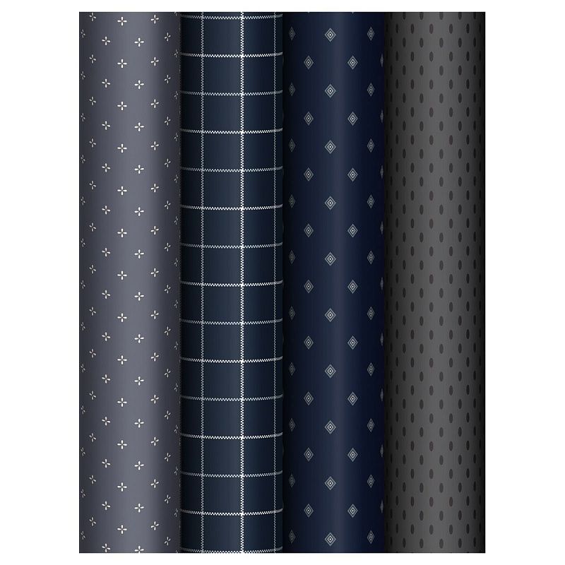 Упаковочная бумага глянц. 70*100см, MESHU "Dark", 80г/м2, ассорти 4 дизайна