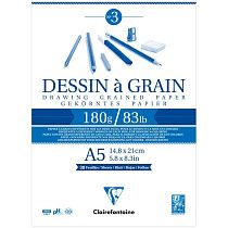 Скетчбук 30л., А5 Clairefontaine "Dessin a grain", на склейке, мелкозернистая, 180г/м2