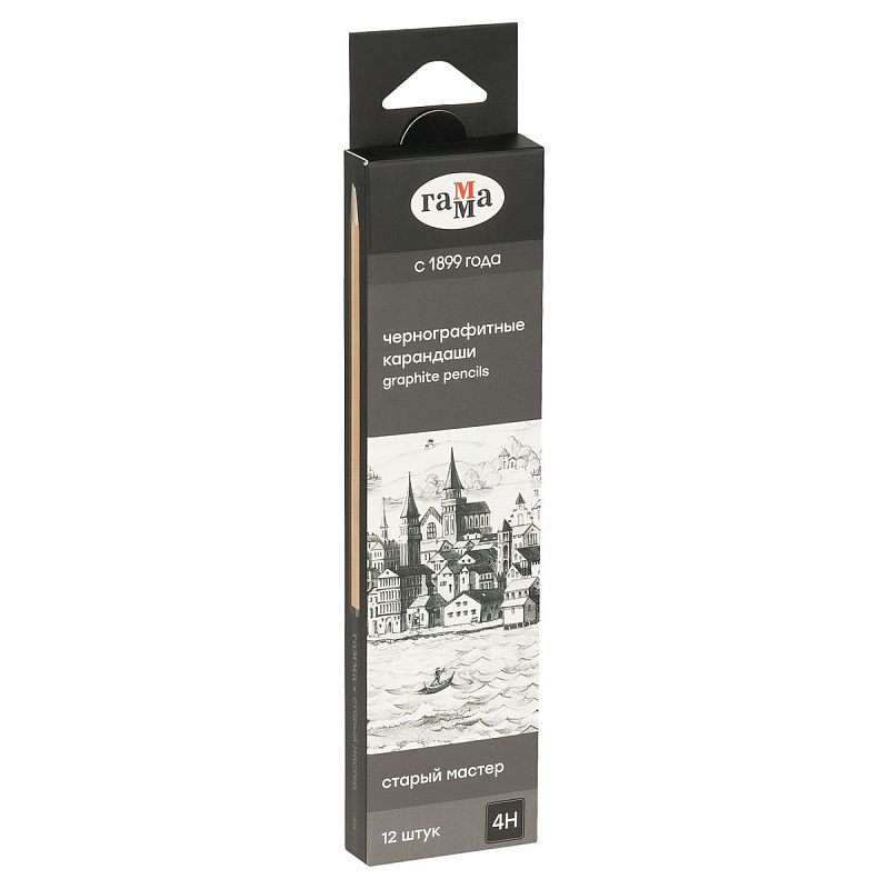 Карандаш ч/г Гамма "Старый мастер", 4H, заточен. 