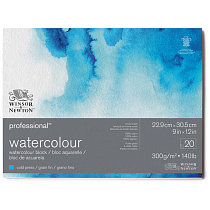 Альбом-склейка для акварели, 20л., 229*305мм, Winsor&Newton "Professional", 300г/м2, холодный пресс, 100% хлопок