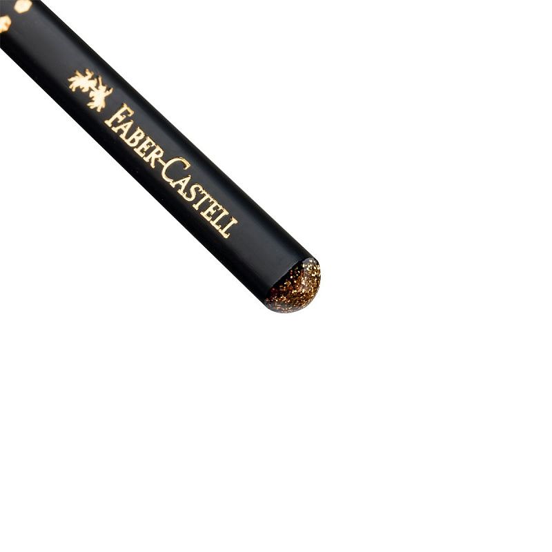 Карандаш ч/г Faber-Castell "Sparkle Black" B, трехгранный, заточен., черный/золотой 