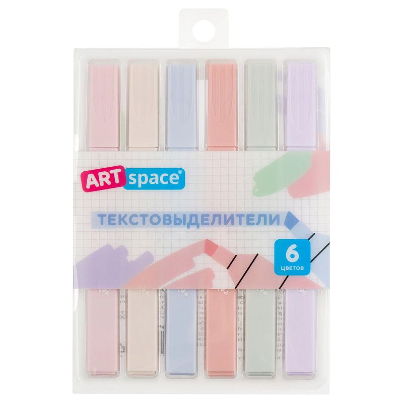 Набор текстовыделителей ArtSpace "Thin trace", 06цв., пастельные цвета, 1-3мм, ПВХ бокс с подложкой, европодвес 