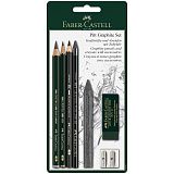 Набор карандашей ч/г Faber-Castell "Pitt Graphite", 5шт.+ластик+точилка, 2B/6B, заточен., блистер