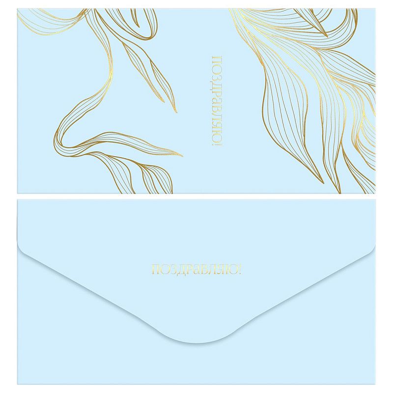 Конверт для денег MESHU "Gold flower" 85*164мм, матовая ламинация, фольга, 4 дизайна