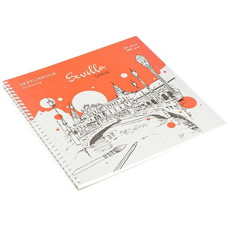 Скетчбук для акварели 20л., 250*250 ArtSpace "Countries", на гребне, 180г/м2