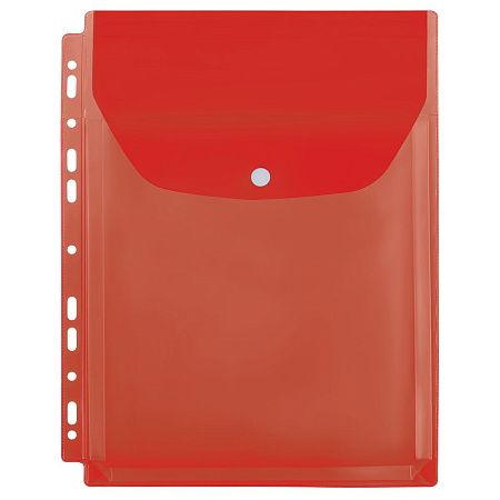 Папка-вкладыш с перфорацией на кнопке OfficeSpace А4, ПВХ, 180мкм, расширяющаяся до 250л., цветная, ассорти 