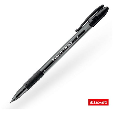Ручка шариковая Luxor "Spark II" черная, 0,7мм, грип 