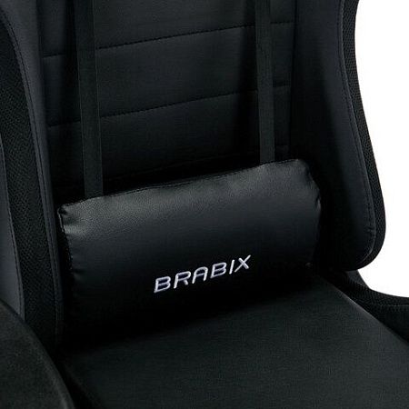 Кресло компьютерное BRABIX "Lumen GM-150 RGB", подсветка, две подушки, экокожа, черное, 532801