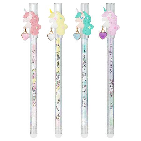 Ручка гелевая стираемая MESHU "Lovely unicorn" синяя, 0,5мм, корпус ассорти, с топпером 