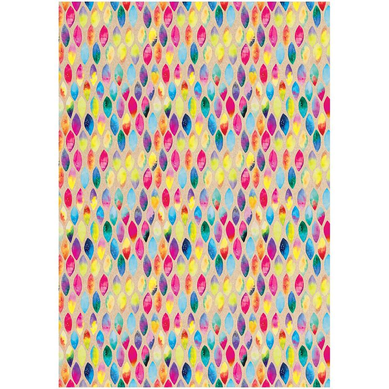 Упаковочная бумага крафт 70*100см, MESHU "Акварельные штрихи", 70г/м2, ассорти 5 дизайнов