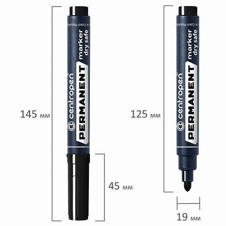 Маркер перманентный CENTROPEN 8510, ЧЕРНЫЙ, круглый наконечник, 2,5 мм, 8510, 5 8510 0112 