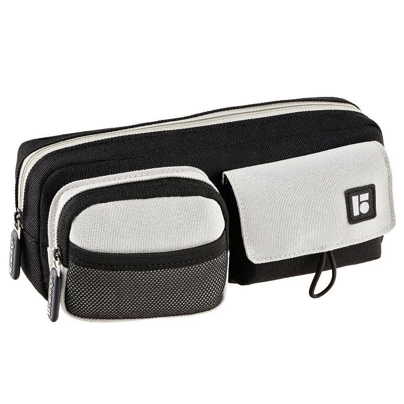 Пенал мягкий 1 отделение, 210*80*40 мм, Berlingo, "Gray pocket duo", 2 кармана, полиэстер