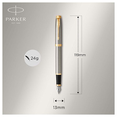 Ручка перьевая Parker "IM Brushed Metal GT" синяя, 0,8мм, подарочная упаковка 
