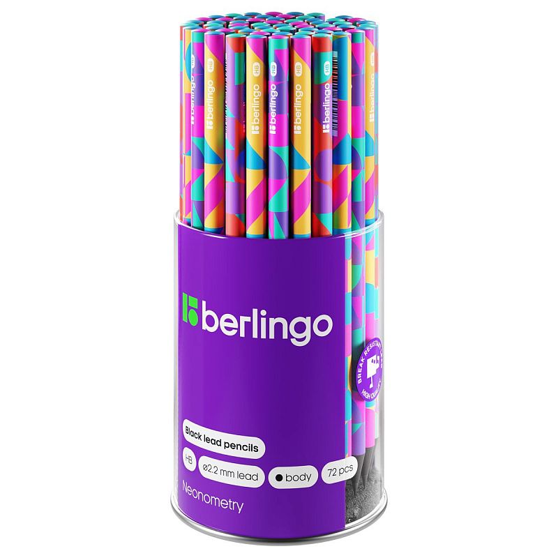 Карандаш ч/г Berlingo "Neonometry" HB, черное дерево, круглый, заточен., ассорти 
