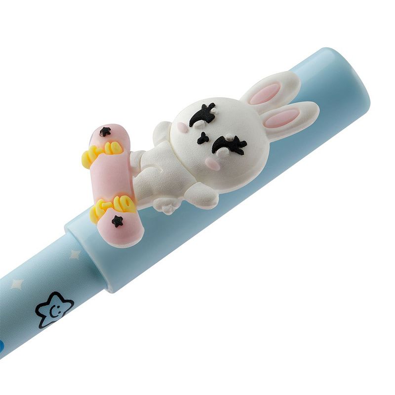 Ручка гелевая стираемая MESHU "Skate party" синяя, 0,5мм, корпус ассорти, с топпером 