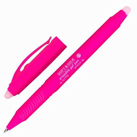Ручка стираемая гелевая с грипом BRAUBERG "SOFT&SILK FRUITY", СИНЯЯ, корпус ассорти, узел 0,7 мм, 143254 