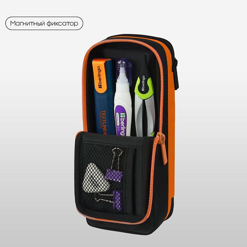 Пенал 2 отделения, 205*80*55 Berlingo "Dinosaur", полиэстер, внутренний органайзер, магнит 