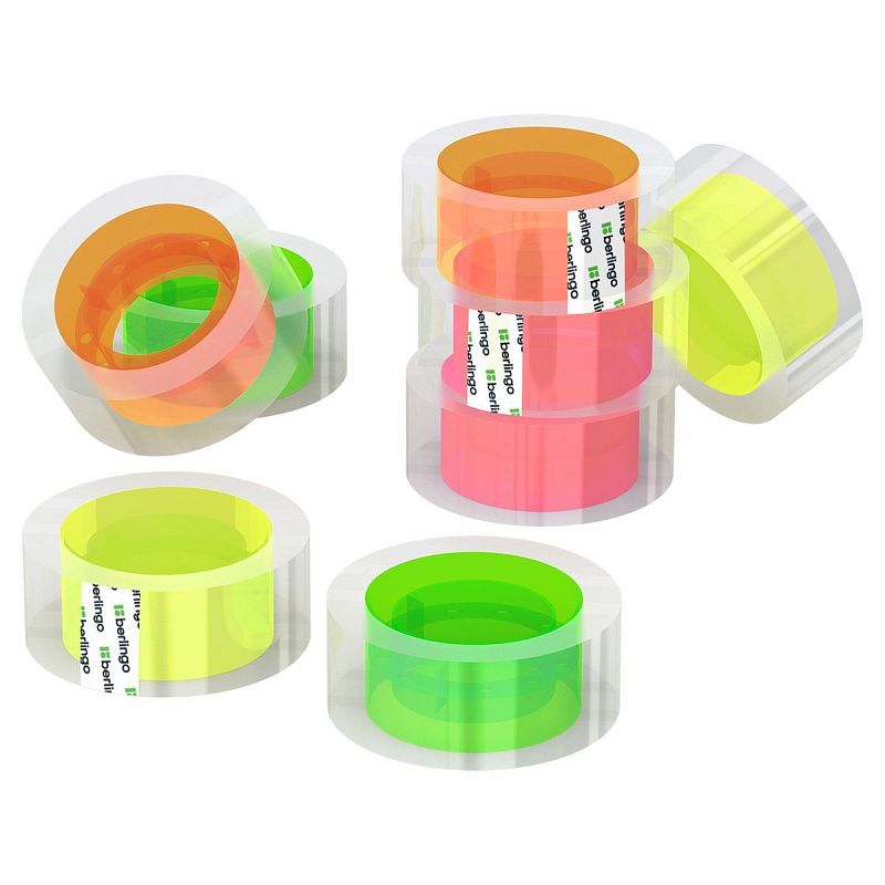 Клейкая лента 19мм*33м, Berlingo, кристально-прозрачная с неоновой втулкой