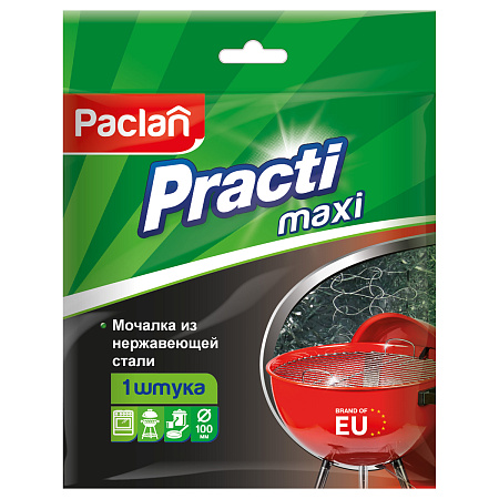 Губка для посуды Paclan "Practi", металлическая, 10*3,5см, 1шт.