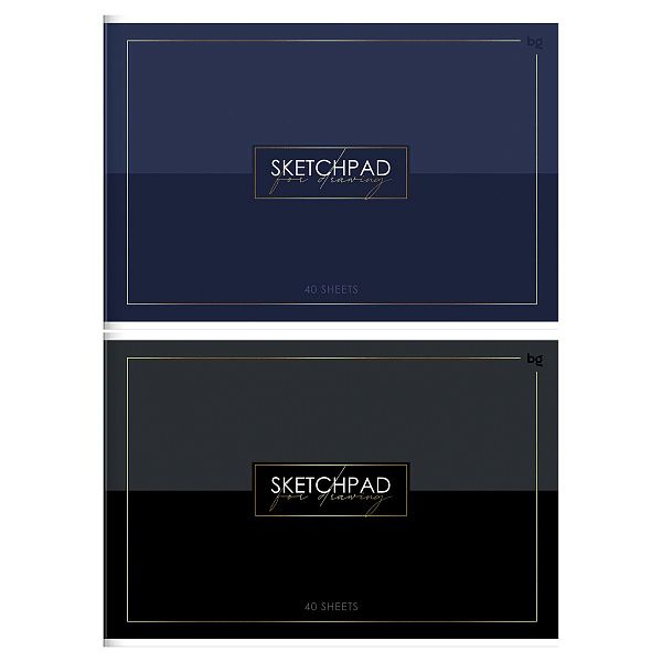 Альбом для рисования 40л., А4, на скрепке BG "Minimal", тиснение фольгой