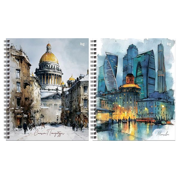 Тетрадь 96л., А5, клетка на гребне BG "Притяжение столиц", матовая ламинация, твердая обложка
