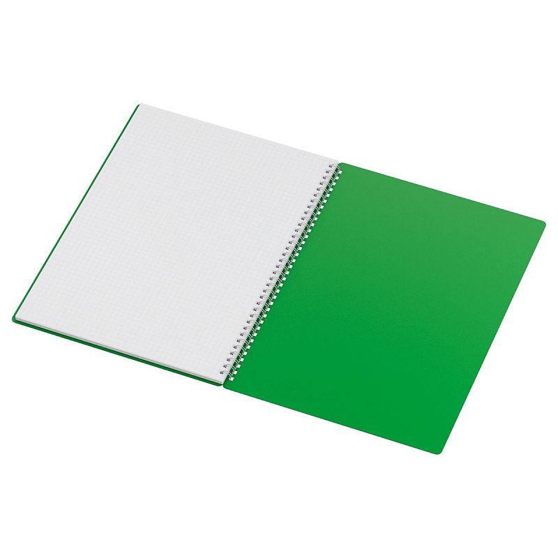 Тетрадь 48л., А4 клетка на гребне BG "Base", пластиковая обложка, зеленый