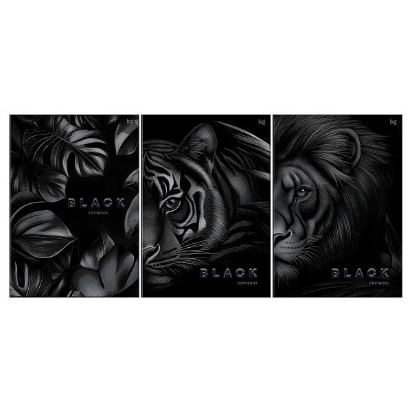 Тетрадь 96л., А4, клетка BG "Just black", soft-touch ламинация, выб. лак